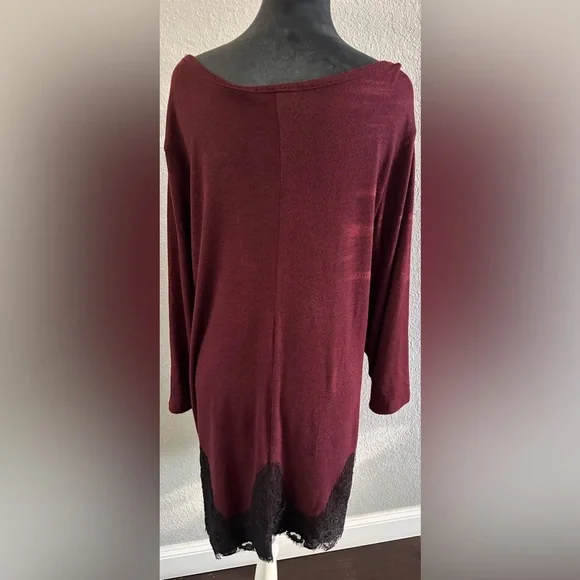 Lane Bryant Maroon V-Neck Dress with Lace Detail
Size 18/20 - Picture 2 of 5